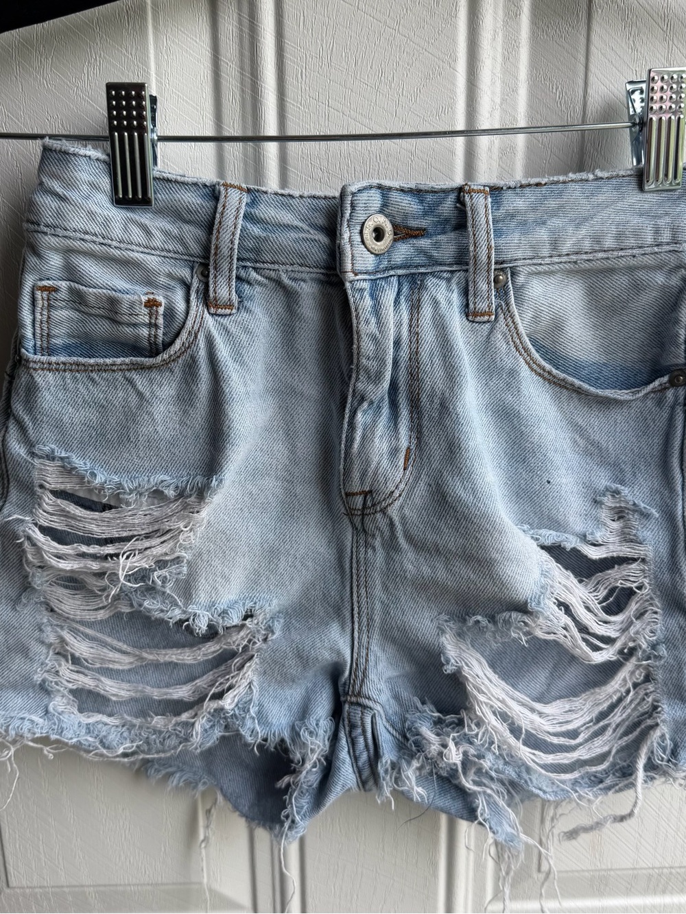 SONG Y2K Festival Distressed Super High Rise Curvy Denim Cutoff Shorts Size 0
